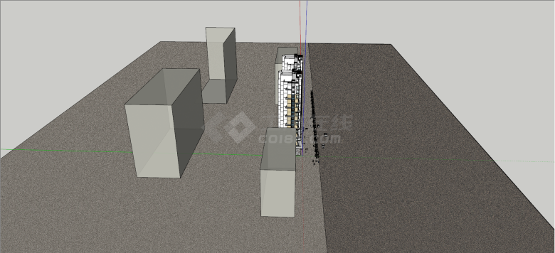 黄白色墙体住宅小区su模型-图二
