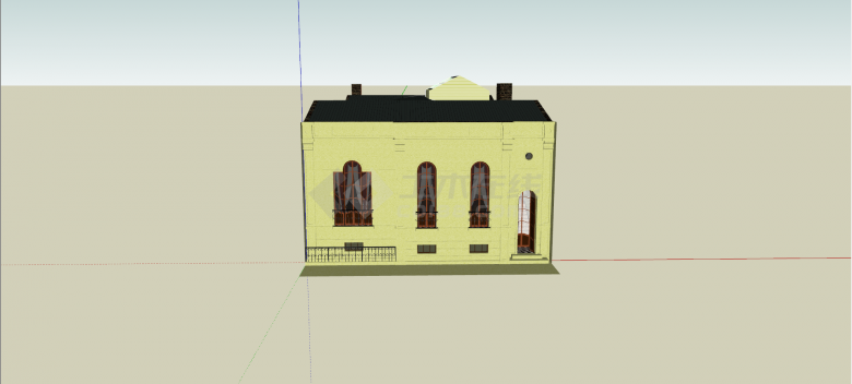 新古典风格拱形窗别墅su模型-图二