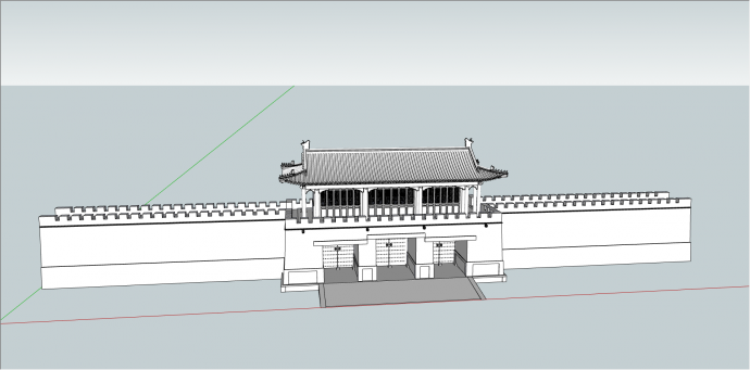 中式宫廷风格城门su模型_图1