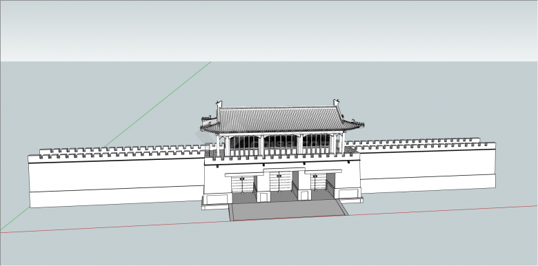 中式宫廷风格城门su模型-图一
