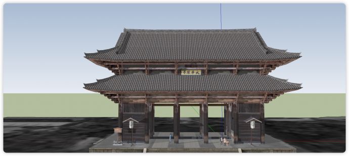 双层歇山顶木结构古寺su模型_图1