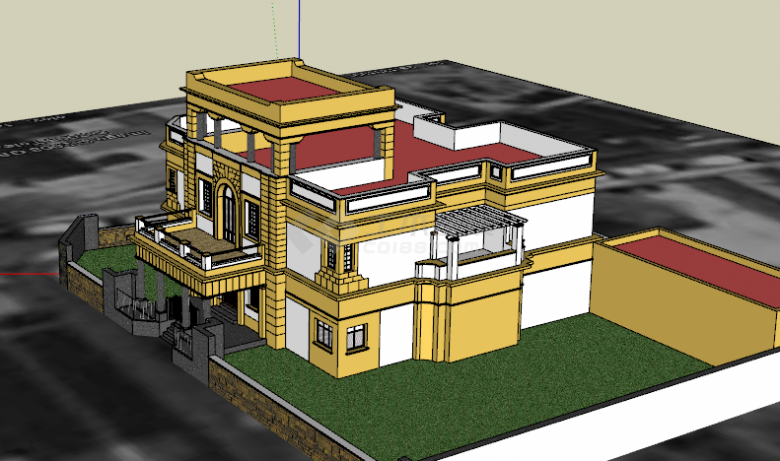 两层欧式小住宅 别墅su模型-图二