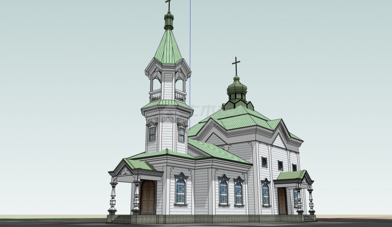 一个欧式小教堂su模型-图一