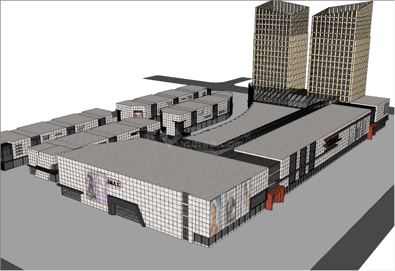 现代大型轻奢商业街建筑su模型-图一