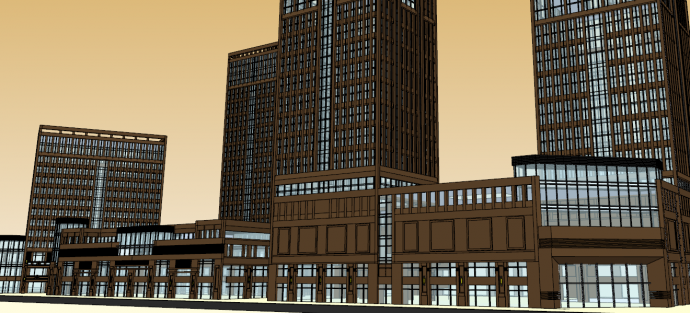大型深棕色商业建筑 su模型_图1