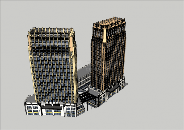 现代大型豪华建筑商业区域楼盘su模型-图一