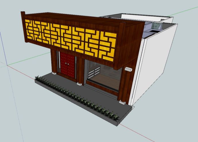 中式古典茶馆室内设计su模型_图1