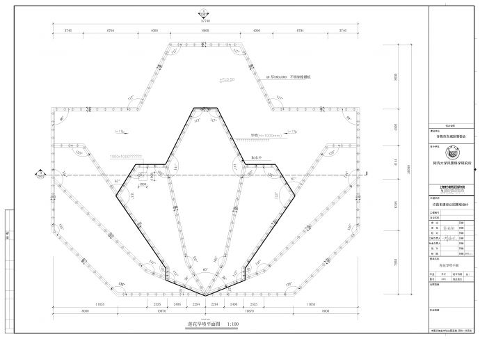 莲花旱喷广场剖立面图 CAD图纸_图1
