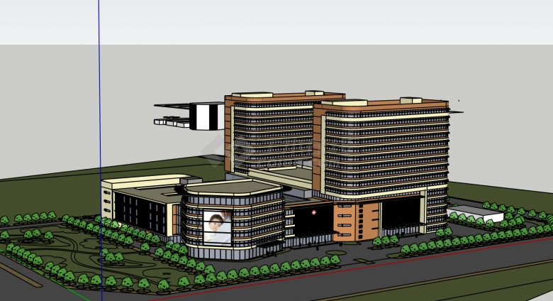 某地医院建筑设计方案su模型-图二