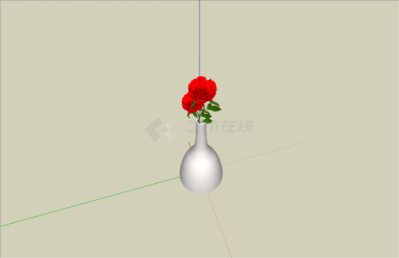白色现代尖嘴玫瑰花器su模型-图二