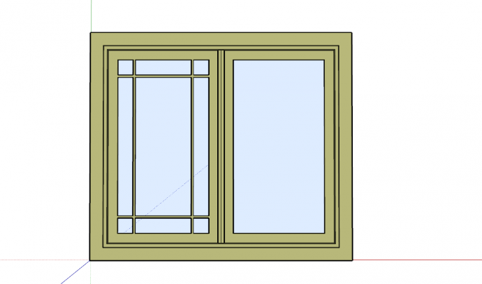 两扇现代矩形窗户su模型_图1