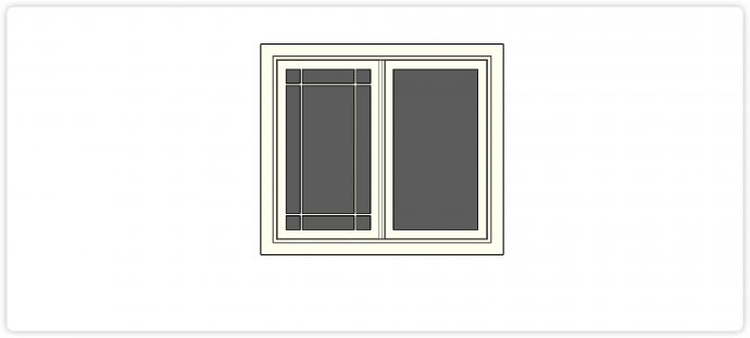 横竖线造型平移玻璃窗su模型_图1
