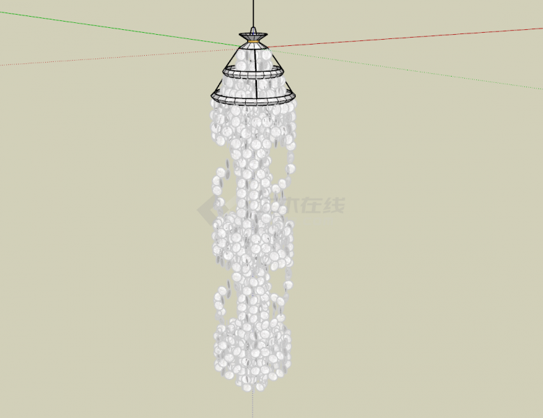 现代长形的白色的吊灯su模型-图二