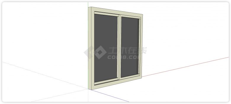两扇门左右平移玻璃窗su模型-图二