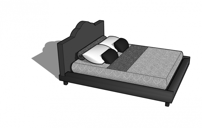 灰色的时尚的床具su模型_图1