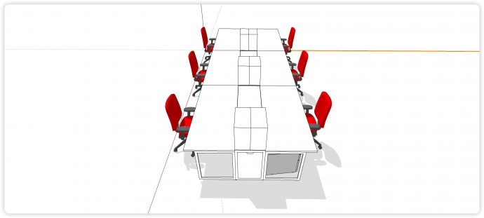 桌面置物柜六人办公桌su模型_图1