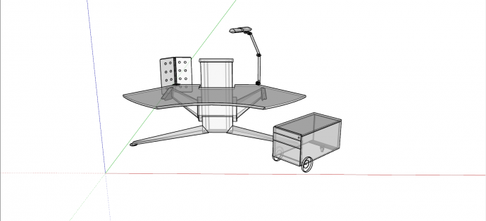 亚克力板材质办公桌su模型_图1
