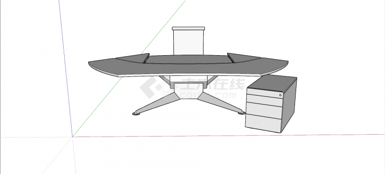 微粒板材质办公桌su模型-图一