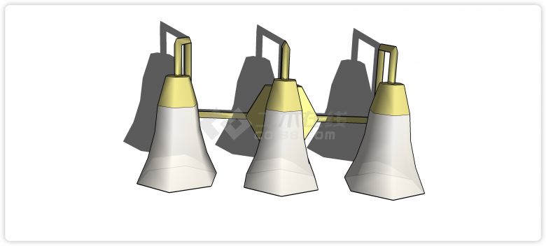三盏喇叭花造型壁灯su模型-图一
