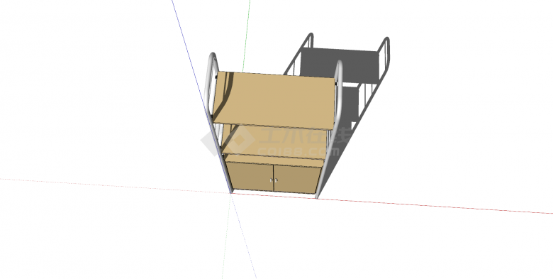 鞋柜木制柜子白色框架su模型-图二