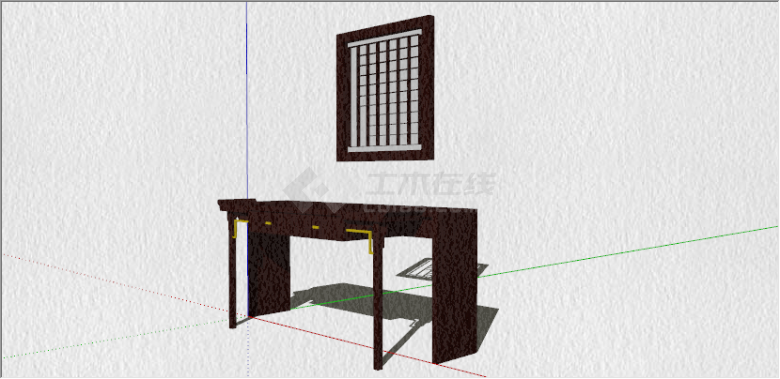 中式深色木饰面玄关边桌su模型-图一
