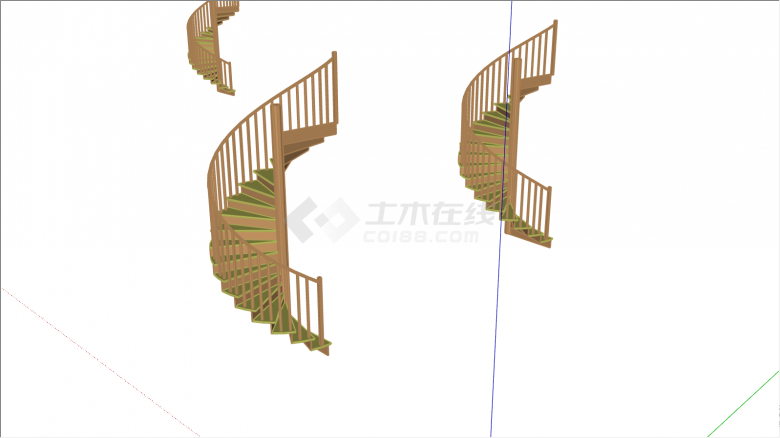 别墅用多个木质旋转楼梯su模型-图二