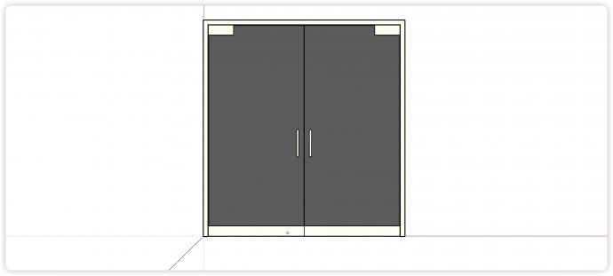 金属门框双开灰色玻璃门su模型_图1