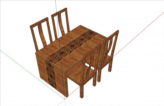 中式精美镂空餐桌椅su模型_图1