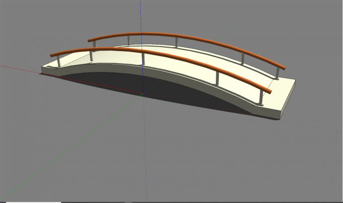 现代橙色扶手拱桥su模型_图1