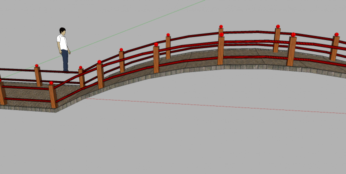 桥梁棕色柱形红色围挡su模型_图1