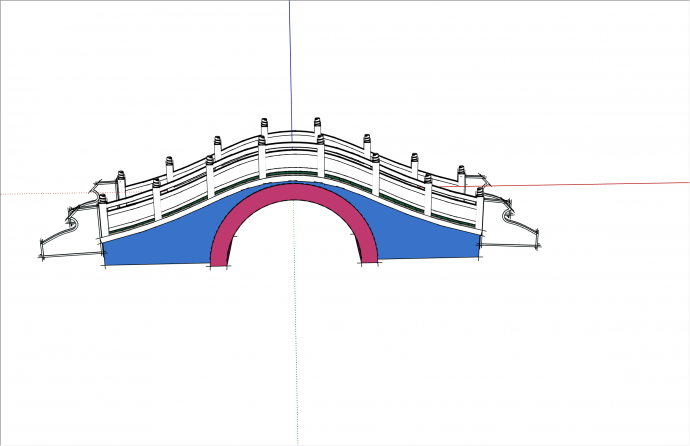 经典石栏杆中式拱桥su模型_图1