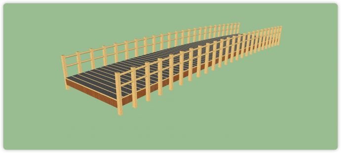 木方双管围栏横板桥面观景桥su模型_图1