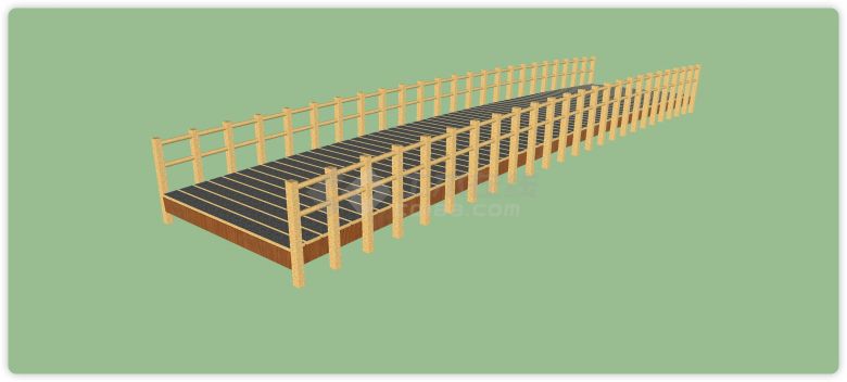 木方双管围栏横板桥面观景桥su模型-图一