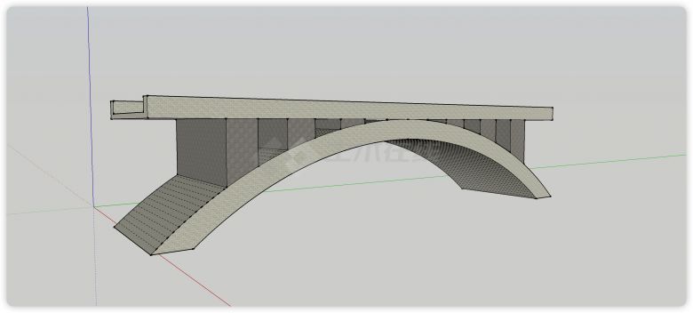 拱形桥墩平直桥面桥梁su模型-图一