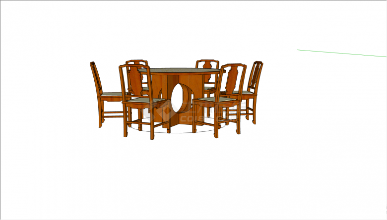一张圆形的桌子带有六把椅子su模型-图一