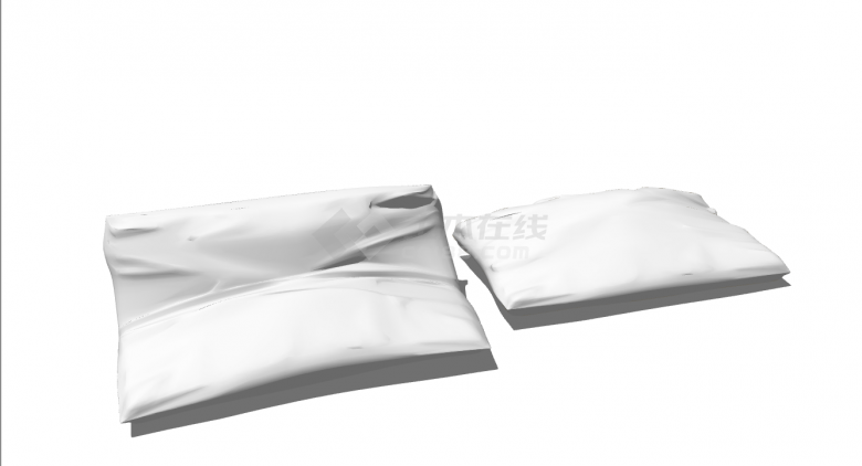 两个白色的简约的靠枕su模型-图二