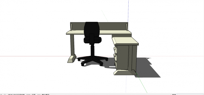 L型办公桌椅老su模型_图1