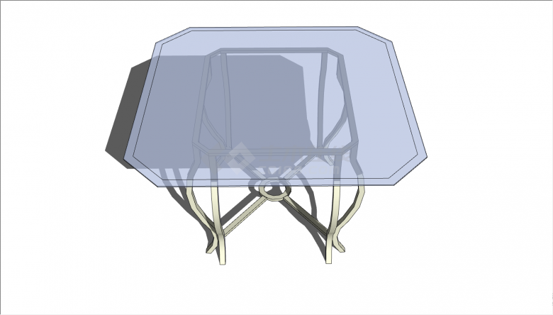 带有不规则形状透明桌面的桌子 su模型-图二