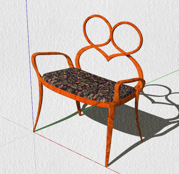 爱心设计花纹座椅su模型_图1