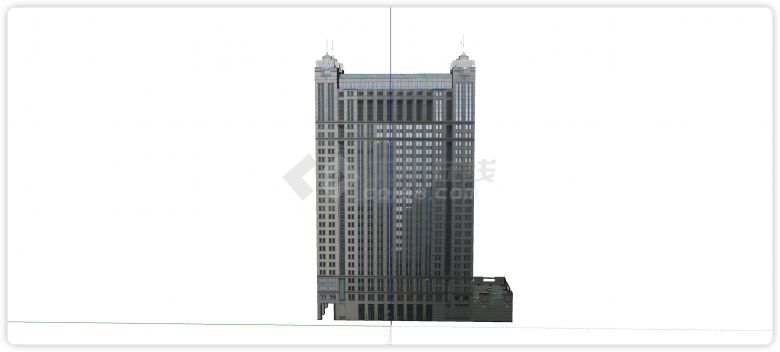 灰色复古砖主体摩天高层办公楼su模型-图二