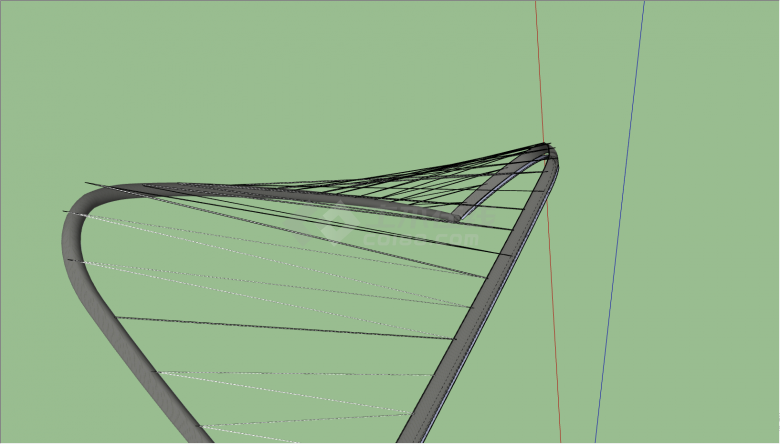 灰色的带有现代风格的桥梁造型su模型-图一