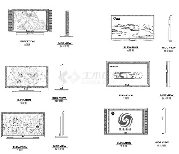 家用电视-装饰设计图块CAD图-图二