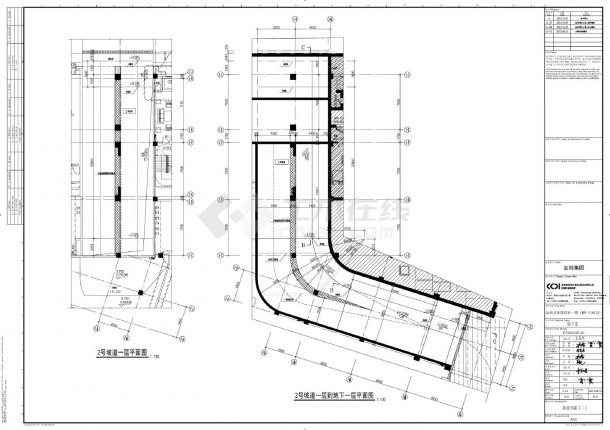 金地自在城商业一期（BF-10地块）地下室-坡道详图CAD图-图一