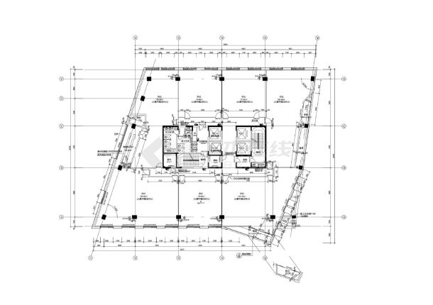 某城市多层核心筒建筑平面详图-图二