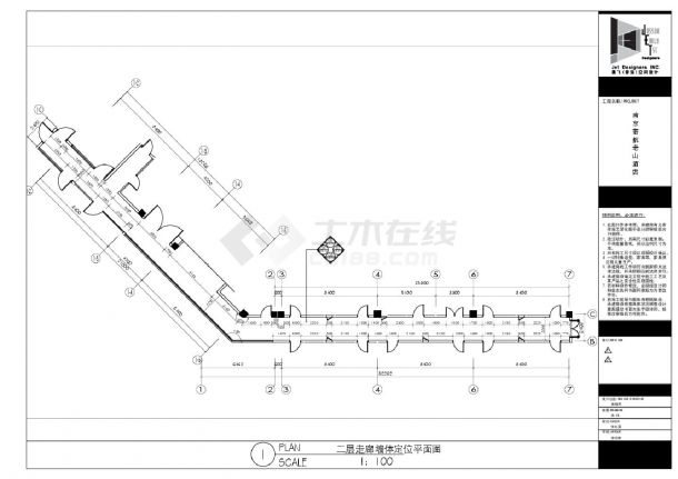 南京若航老山酒店-2F走廊装饰设计平面CAD图-图二