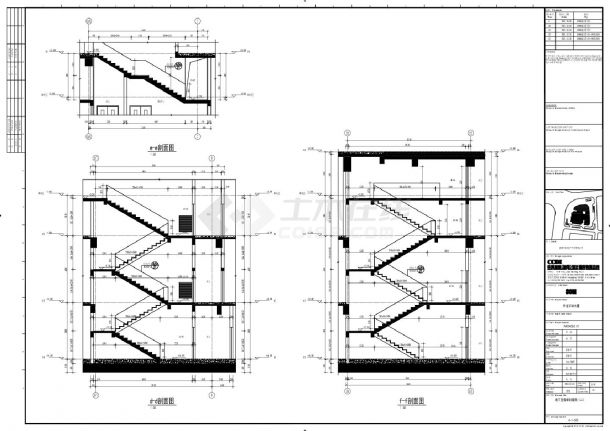 升龙环球大厦-建施-地下室楼梯剖面CAD图-图一