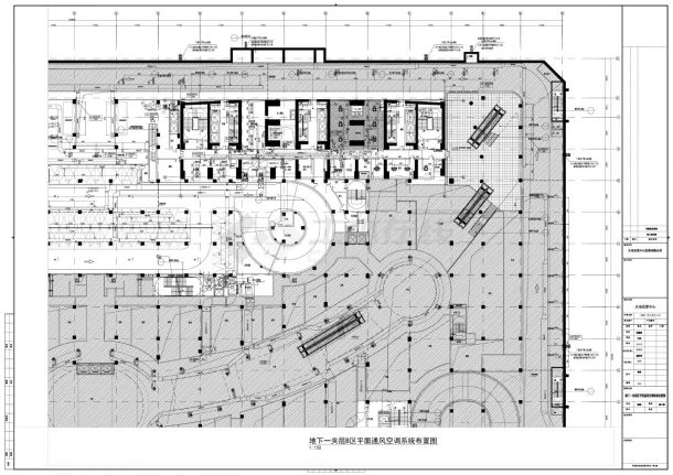 义乌世贸中心裙楼 地下室及人防-暖通-地下夹层平面通风空调系统布置CAD图-图二
