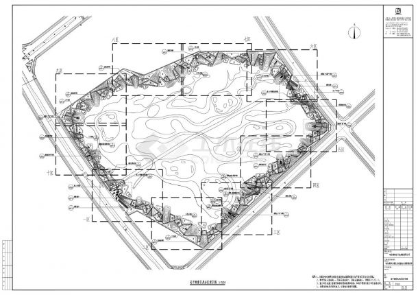 哈尔滨群力新区生态湿地公园景观设计-ZS02总平面索引及分区索引CAD图-图一
