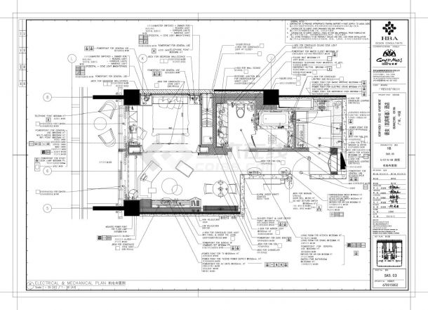 德安凯宾斯基酒店-SA5房型装饰设计施工CAD图-图二
