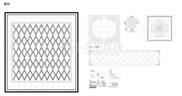 中式拼花家具类家工装平立面图块图库CAD图-图二